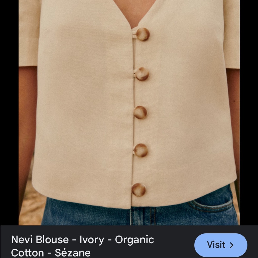 Sézane Ivory Button-Down Blouse